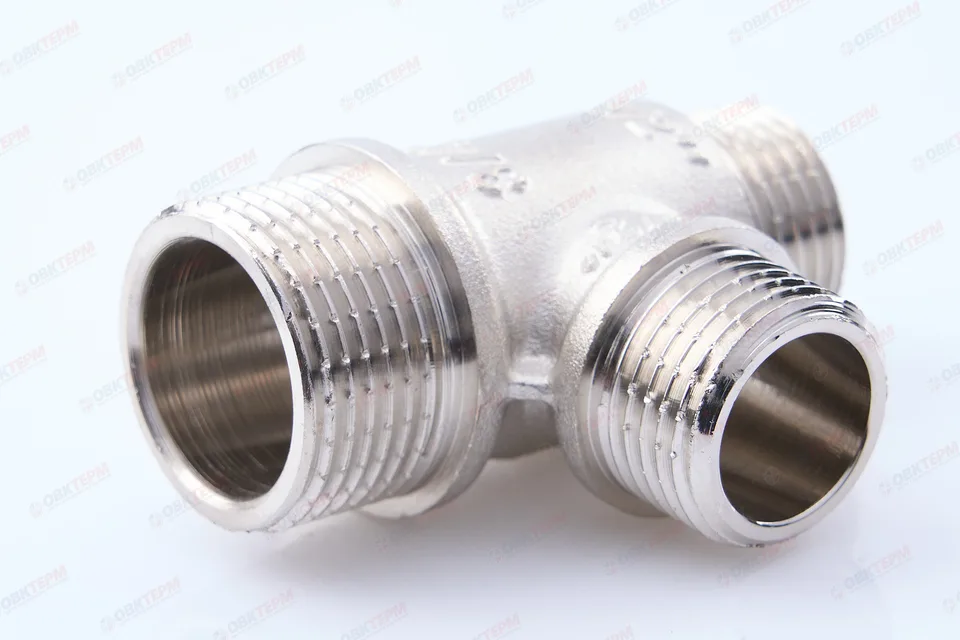 Тройник 3/4" - 1/2 - 1/2 ннн никель (Valtec) (70ящ/10шт)